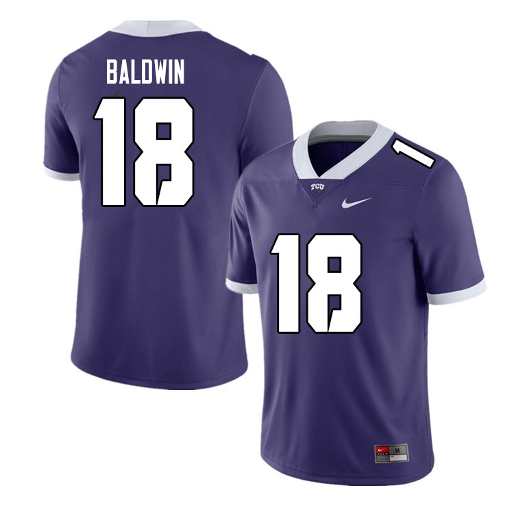 Men #18 Matthew Baldwin TCU Horned Frogs College Football Jerseys Sale-Purple - Click Image to Close